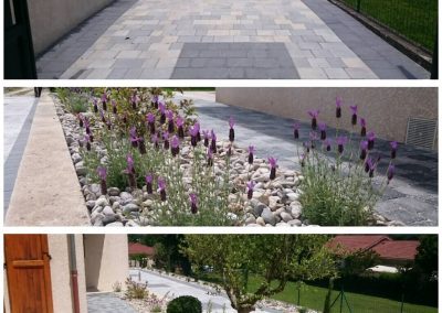 Allée en pavés avec motifs