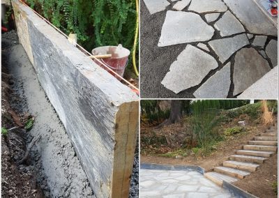Bordure en dalle de schiste et dallage en luzerne